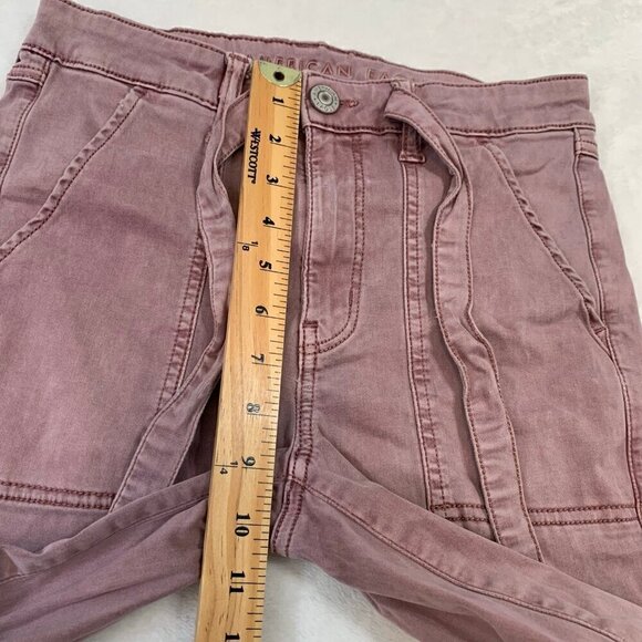 American Eagle stretch dusty rose drawstring skinny‎ ankle hi-rise jegging pant - Picture 10 of 11